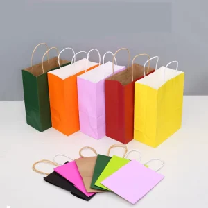 Custom logo Printed Kraft Paper Shopping Bag Colorful Foldable Shopping Bag Gift Packaging Shopping Bag With Handle
