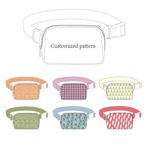 Custom logo Printing Cartoon Travel Vintage Waist Belt Zipper Bags Fanny Pack Men Ladies Crossbody Chest Bag Women Purse