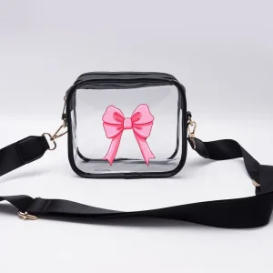 Custom logo Stadium Approved Clear Stadium Bags Purses Women Outdoor Concert Transparent PVC Crossbody Bag Clear Messenger Bag