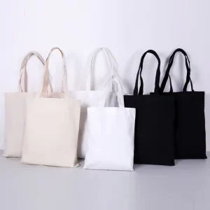 Customizable 100% Cotton Canvas Tote Shoulder Bag Solid Color Folding Shopping Bag Plain Recycled Grocery Bag Available Various