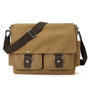 Customizable Canvas Messenger Bag Multi Pocket Crossbody Bag with Anti Theft Buckle Closure Fashion & Custom Logo Design
