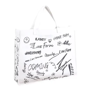 Customizable Eco Fashion Heavy Duty Graffiti Printed Canvas Tote Bag Women’s Shoulder Handbag for Work Office