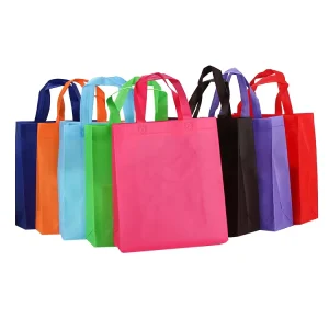 Customizable Eco friendly Recyclable Non Woven Reusable Laminated Grocery Tote Bags Button Closure Screen Printed