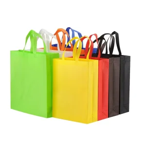 Customizable Eco friendly Recyclable Non Woven Reusable Laminated Grocery Tote Bags Button Closure Screen Printed