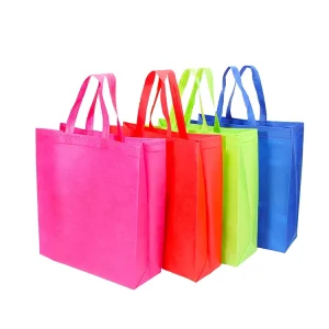 Customizable Eco friendly Recyclable Non Woven Reusable Laminated Grocery Tote Bags Button Closure Screen Printed