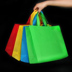Customizable Eco friendly Recyclable Non Woven Reusable Laminated Screen Printed Button Closure Grocery Tote Bags