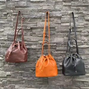 Customizable Genuine Full Grain Leather Bucket Bag for Women Durable Stylish Spacious Handbag for Everyday Use