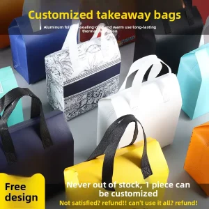 Customizable Insulated Non Woven Fabric Laminated Aluminum Film Screen Logo Delivery Tote Bag for Commercial Food Packaging