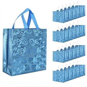 Customizable Intaglio Printing Embossed Glitter Non woven Tote Bags Custom Paisley Print Reusable Gift Shopping Bags Handles