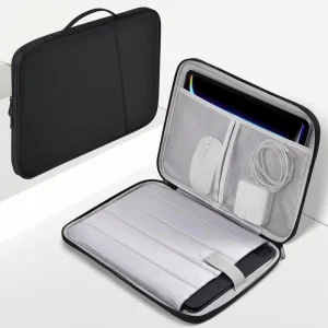 Customizable Logo Large Capacity Laptop Case Waterproof Shockproof Handle Travel Bag Protective Case with Accessory Pouch Black