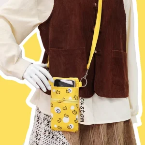 Customizable Mini Crossbody Canvas Tote Bag With Zipper Closure Interlayer Fashionable Cute Design For Mobile Phone Gift Walk