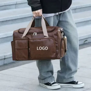 Customizable New Fashion PU Leather Large Capacity Business Travel Luggage Storage Sports Fitness Travel Bag