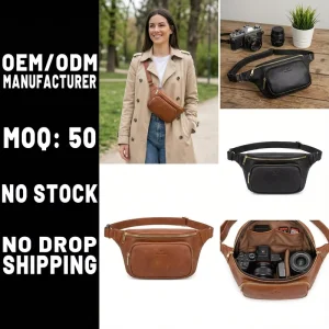 Customizable PU Leather Camera Shoulder Bag Minimalist Sling Style with Padded Compartment Private Label OEM Manufacturer