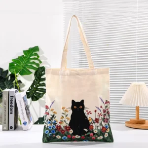 Customizable Size Solid Color Cotton Shoulder Tote Bag Recyclable Canvas Bag Flexiloop Handle Screen Printed Design GAOHE D008