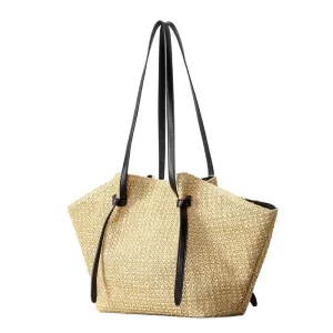 Customizable Summer Beach Bag Trendy Style Straw Woven Tote Bag for Women Woven Bag Large Capacity Shoulder Bag