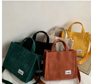 Customizable Vintage Womens Cotton Linen Corduroy Small Square Button Closure All Seasons Phone Shoulder Bag Korean