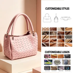 Customizable Women’s PU Woven Satchel Shoulder Crossbody Bag Solid Color Environmentally Friendly 1-1.9L Capacity