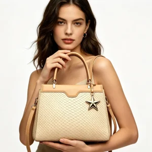 Customizable Women’s Satchel Zipper Solid Color Portable Durable Lightweight Large Capacity Shoulder Bag