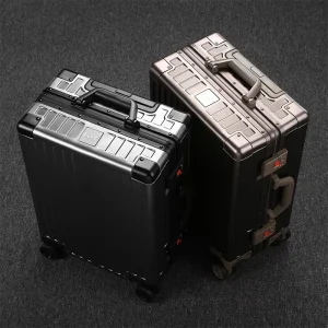 CustomizablePattern Travel Suitcase Full Aluminum MagnesiumAlloy Luggage 20 24 29 Inch Boarding Allowed Carry On Trolley Case