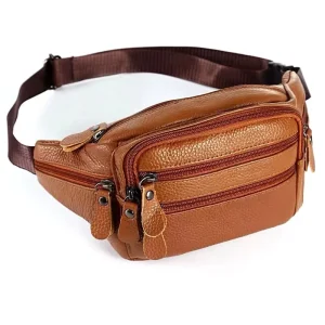 Customize Designer Crossbody Waist Belt Pouch Bag Bum Pu Genuine Leather Bumbag Fanny Pack for Men