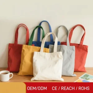 Customized Color Logo Cotton Cloth Stock Recycled Cotton Canvas Shopping Bags Print Blank Tote Grocery Zipper Canvas Totes