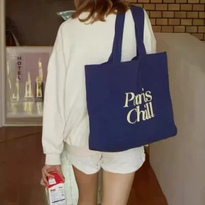 Customized Color Logo Cotton Cloth Tote Grocery Zipper Canvas Shopping Bags Recycled Blank Tote Bags with Printed Stock