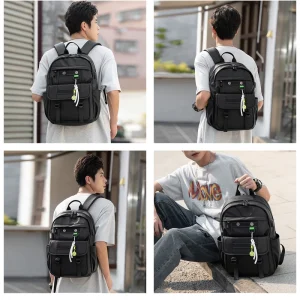 Customized Denim Backpacks Fashionable Solid Color Large Capacity Laptop Bags for Men Women Outdoor Travel Trendy Backpack