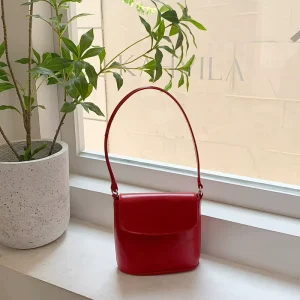 Customized Fashion Handbag for Women New Korean Version Textured Versatile Design Red Single Shoulder Bag Zip Summer Winter