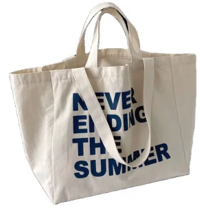 Customized Foldable Large Capacity High Quality Recycled Cotton Canvas Shopping Tote Bag Oversized Zipper Canvas Cotton Bag