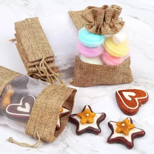 Customized Linen Candy Storage Personalized Drawstring Bag for Gift