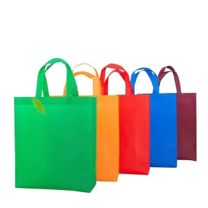 Customized Logo Non Woven Fabric Tote Bag Hand Length Handle Screen Printed Recyclable Supermarket Shopping Bag for Exhibition