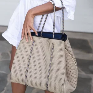 Customized Logo Pattern Colors Available Summer Beach Perforated Neoprene Tote Bag Custom Print