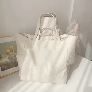 Customized Logo Printed Weekend Shopping Cotton Canvas Tote Bag Oversized Cotton Canvas Active Lifestyle Sporty Tote Bag