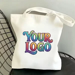 Customized Printed Logo Organic Cotton Canvas Tote Bags Digital Printing Full Color Recyclable Reusable Shopper Bag