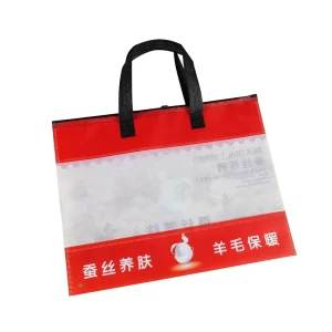 Customized Printed Reusable Non Woven Tote Bag With Clear Window for Supermarket Packaging Pillow Quilt Clothing Bedding