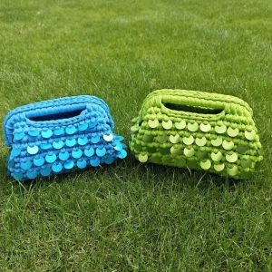 Customized Summer Fashion Women’s Handmade Multi Color Sequined Clutch Handbag Trendy Crochet Bag
