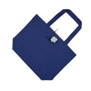 Customized Supermarket Shopping Tote Bags Large Capacity Beach Bags Blue Cotton Tote Bags