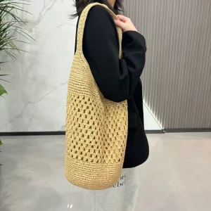 Customizes Tote Bag Beach Tote Bag Women Eco Straw Woven Portable Elegant Ladies Vacation Shoulder Bag