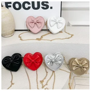 Cute Fashion Women Heart shaped Crossbody Purse Bowknot GirlsShoulder Bag Satchel Toddlers