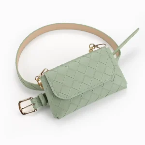 Cute Girls Mini Waist Belt Pack Bag Slim Wallet Waist Pouch Bag Adjustable Waist Belt Fanny Pack with Metal Chain