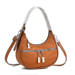 Cute Ladies Hobo Bags Portable Half-Moon Bag Mini Clutch Purse with Zipper Closure Mobile Phone Sling Bag for Girls