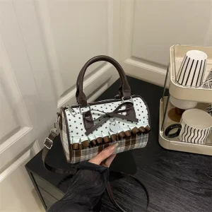 Cute Underarm Bag Bow Print Design Single Strap Zipper Fashionable Shoulder Small Bag for Girls
