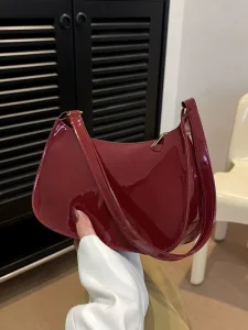 Cycling Bag Retro Solid Color PU Leather Shoulder Underarm Bag Women’s Fashion Handbags Casual Hobos Purses and Handbag Ladies