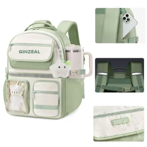 DIY Friendly Laptop Backpack Large Cup Holder Wide Padded Shoulder Straps Lightweight Comfortable Cute Girls School Bag