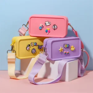 DIY Silicone Crossbody Bag Adjustable Shoulder Straps for Phone Outdoor Travel Cosmetic Storage Holes