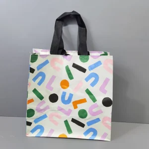 DLBZ Customized Full Color Non woven Bag Laminated Geometric Design Water resistant Reusable Fashion Grocery Tote