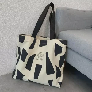 Daily Casual Canvas Tote Bags With Printed Logo Shopping Bag Cotton Large Capacity Quilted Tote Bag