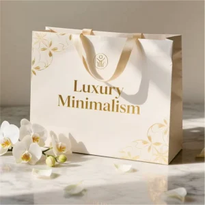 Design Luxury Biodegradable Foil Stamped Kraft Paper Tote Bags with Custom Logo for Supermarket High End Boutique Packaging