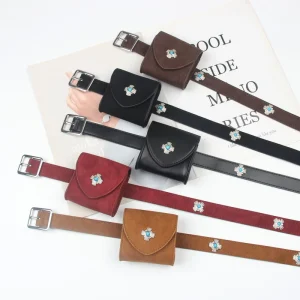 Design Sense Belt Accessories Women’s Waist Bag Belt Decoration Skirt Shirt Sweater Jeans Waist Cover Curry Color Vintage