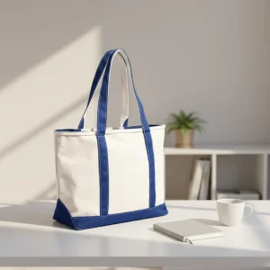Design Stylish Canvas Boat Tote Bag With An External Pocket Top Zipper Closure Daily Essentials Reusable Custom Canvas Bag